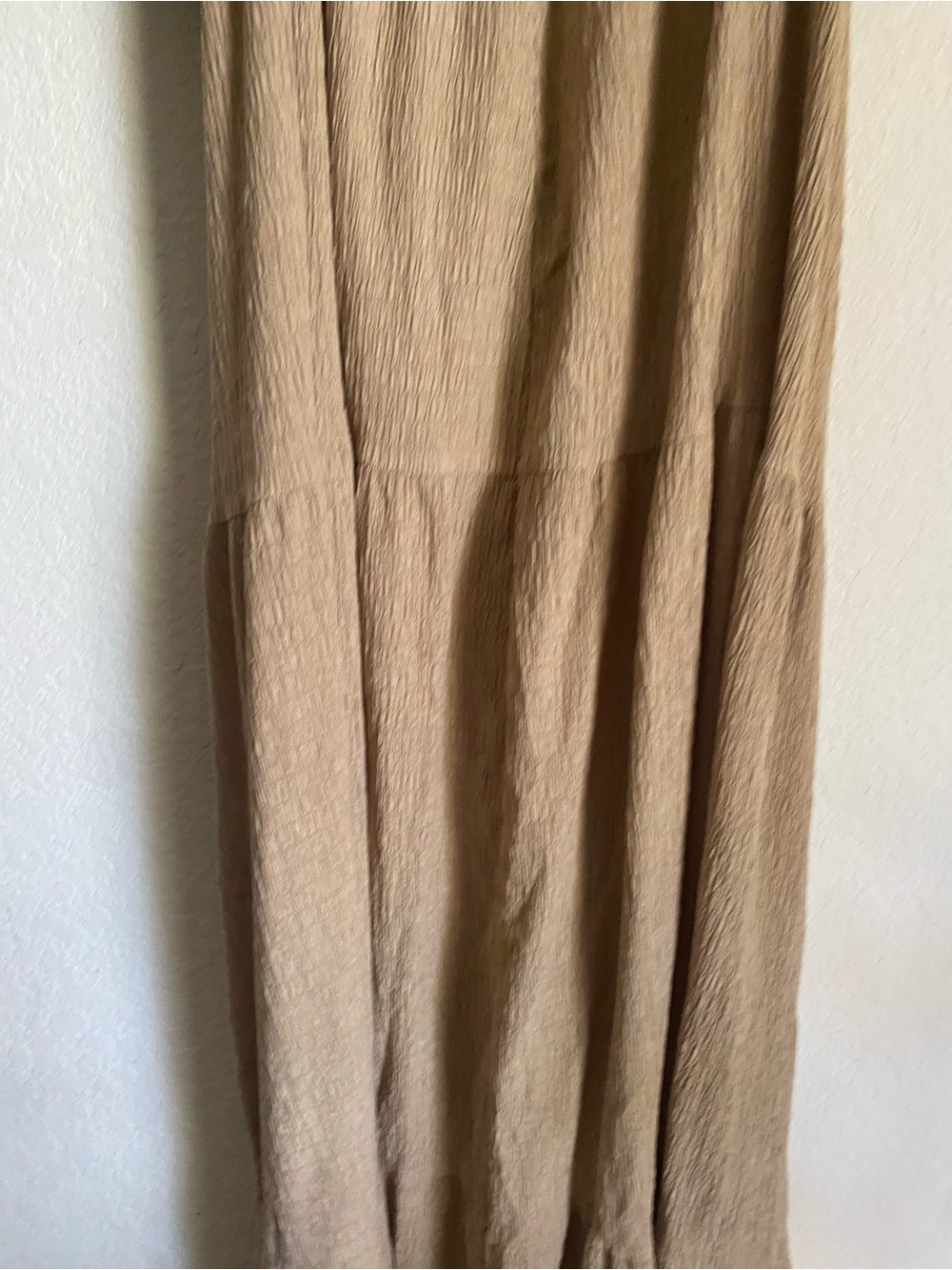 Sunnow Boho Crinkled Deep V Open Back Plissé Boho Smocked Maxi Dress Beige XL - Picture 15 of 16